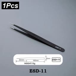 ESD Stainless Steel Tweezers 6Pcs Set Precision Maintenance Industrial Repair Curved Tool Home Working Model Making Hand Tool