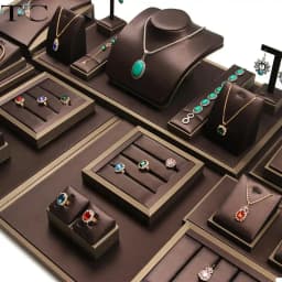 Brown Pu Leather Jewelry Display Stand Ring Earrings Necklace Pendant Bracelet Storage Display Stand