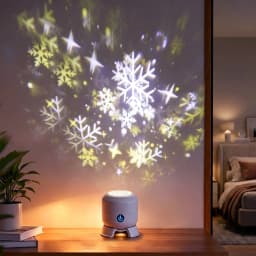 Snowflake Projector Light 360°Rotating Dynamic Christmas Snowflake Projector USB Rechargeable Night Lamp for Bedroom Party Decor