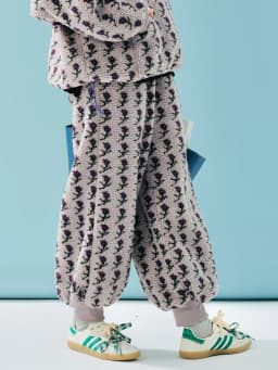 imakokoni Grey Purple Lamb Wool Pants Women's Winter with Thick Velvet Design and Small Flower Shrink Mouth Pants