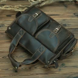 Vintage Mens Briefcase Genuine Cowhide Leather 15" PC Laptop Bag Crazy Horse Leather Business Messenger Bag Work Tote for man
