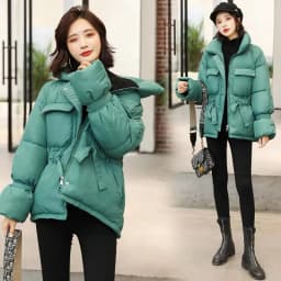 2026 New Winter Hooded Long Sleeve Solid Color Black Cotton-padded Warm Loose Big Size Jacket Women Parkas Fashion Outwear