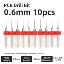 TOOLEYE 10pcs PCB Drill Bit Set Micro Drills Printed Circuit Board 1/8" Shank Mini CNC Drill Bits 0.1-3.175mm Drilling Tools