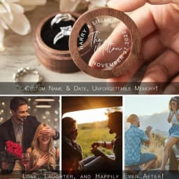 Free Personalized Wooden Wedding Ring Box With Bag Wedding Walnut Ring Box Custom Engagement Proposal Holder Bridal Gift For Her