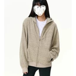 Spring Autumn Striped Zipper Hooded Sweatshirt Jacket 2025 Women's New Top Fashionable Casual Loose American Style Cardigan