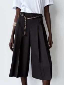 Spring New Arrival Women's Casual Long orts Punk Faion Chain Waist Belt Versatile High Waist Straight Leg Pants