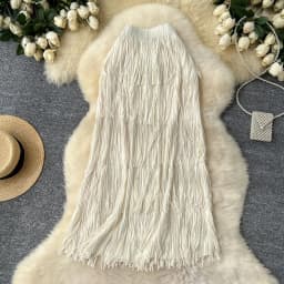New In 2026 Spring Summer Tassel Midi Long Skirt For Women Trendy High Waist Streetwear Casual Skirts