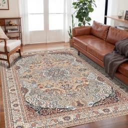 VIKAMA Bohemian Vintage Rug - Stain-Resistant and Easy-Care Floor Mat for Living Rooms and Bedrooms Persian Rug Home Decor