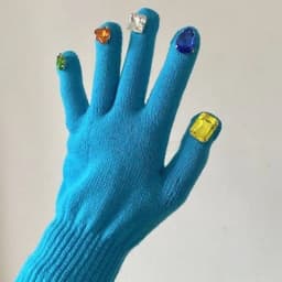 Winter Creative DIY Finger Thickened Warm Manicure Gloves Women Knitted Mittens Shiny Rhinestone Colored Diamond Gloves