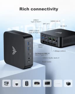 KAMRUI Mini PC AMD Ryzen5 3501U 8GB DDR4 256GB SSD Desktop Computer Dual 4K Display Micro PC WiFi5 Windows11 Pro for Home Office