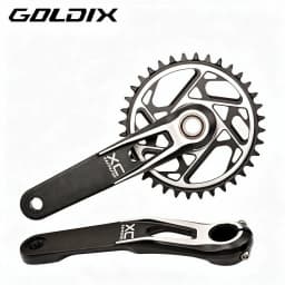 GOLDIX Mountain Bike Crank Chain Wheel Set, Fixed with 3 Screws, Leg Length 170mm/175mm Offset 3 Degrees 30T 32T 34T 36T 38T