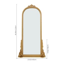 【Lifeideas】Vintage Gold wall Mirror Dressing Table Bathroom Mirror Makeup Bedroom Frame quality standing home decor items