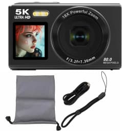 Ourlife Digital Camera 5K 80MP 18X Digital Zoom Dual IPS Screen Camera WIFI Cam Vintage Vlog Video Recorder for Photography