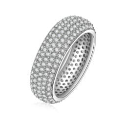 925 Sterling Silver Plated 18K Gold Diamond Ring Fashionable Decorative Dazzling Circular Ring
