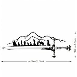 Elegant Iron Wall Hanging Black Mountain Sword Cutout Metal Art for Indoor Decor TV Background Wall Decoration
