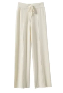 Women's Solid Color Wool Knitted Wide Leg Pants Autumn Winter Basic Soft Warm Cashmere Knit Trousers Casual Simple Style Korean