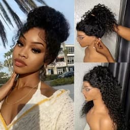 Body Wave 360 Full Lace Wigs Human Hair Pre Plucked HD 180% Density Brazilian Ponytail Hair Wavy Wig Pre-cut Drawstring Lace Brazilian Ponytail Hair Wavy
