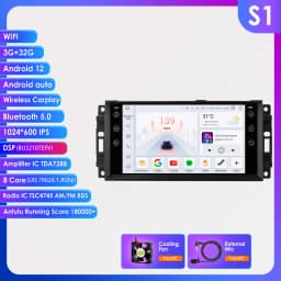 Hizpo 7" Android 13 for Jeep Cherokee Compass Commander Wrangler 300C Caliber Liberty Car Radio Stereo 4G+WIFI AI Voice GPS Navi