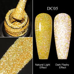 Mtssii Reflective Glitter Gel Pink Sparkling Sequins Gel Nail Polish Soak Off UV Nail Gel Semi-permanent Nail Art Decoration