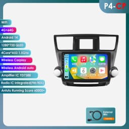 Hizpo Android 14 For Toyota Highlander 2 XU40 2007-2013 Car Radio Multimedia Video Player Navigation Stereo GPS No 2din DVD 6115