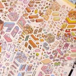 40pcs/pack Cute Town 3.0 Mini Scene Sticker Book with Tweezers 3D Stereo House Journal Quiet Book cute stickers