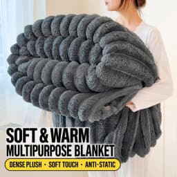 Thick Warm Wide Striped Flannel Blanket Solid Color Soft Fluffy Plush Throws for Sofa Bed Office Travel Multifunctional Blanket