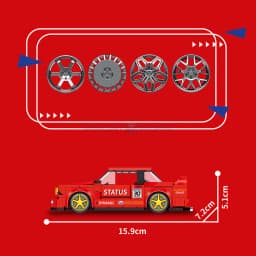Red E30 Racing Vehicle Model Building Blocks MOC JD066 Fast Transportation Speed Car Bricks Ideas Collection Toy Kit Gift Kids