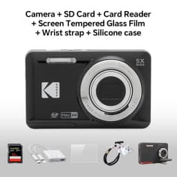 KODAK PIXPRO FZ55 16MP Digital Camera 5X Optical Zoom 28mm Wide Angle 1080P Full HD Video 2.7" LCD Vlogging Camera