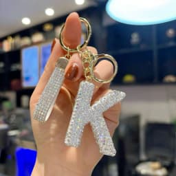 Full Rhinestone 26-Letter Keychain, Bling Car Key Ring & Sparkly Bag Charm - Perfect Small Gift