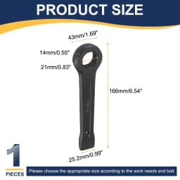 Uxcell Box End Striking Ring Wrench 17mm-48mm Metric CR-V Steel 12-Point Flat Strike Wrench Baking Paint Single Head Spanner