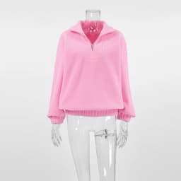 Tossy Fleece Half Zip Sweatshirt Long Sleeve Mock Neck Drop Shoulder Ribbed Cuff Ribbed Hem Oversized Daily Street Sweatshirt