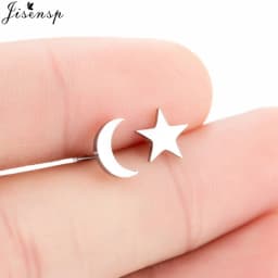 Korean Style Star Moon Ear Studs for Girls Minimalist Cat Puzzle Leaf Dinosaur Earrings Black Stainless Steel Jewelry Oorbellen