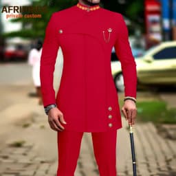 Men's 2 Pieces Suit Elegant Single Breated Slim Fit Embroidery Blazer Pants Set African Clothes Party Wedding A2316025
