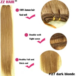 ZZHAIR 100% Human Hair Extensions 16"-26" Machine Made Remy Hair Weft Weaving 100g/Pcs Straight Natural Silk Non-clips