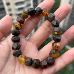 Yoowei 100% Real Amber Bracelet for Unisex Genuine Black Bead Irregular Natural Plant Medical Healing Jewelry Gift Wholesale