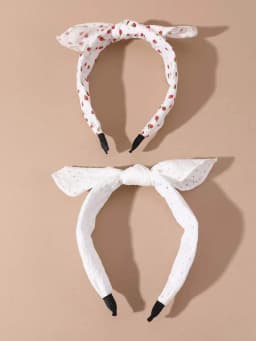 2pcs Girls‘ Fun Bunny Ear Headbands, Adorned with Fabric Flowers for Imaginative Play & Style