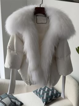 OFTBUY New White Duck Down Jacket Winter Women Warm Loose Coat Natural Real Fox Fur Collar Thick Luxury Outerwear New Fashion