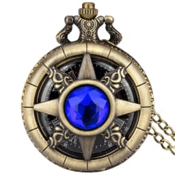 Hollow Sun Rhinestone Decorated Chic Bronze Quartz Pocket Watch Men Women Black Starry Roman Numerals Fob Chain Pendant Clock