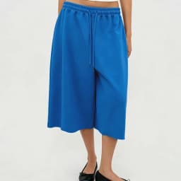 Casual Wide Leg Cropped Sweat Pants Women Drawstring Elastic Waist Raw Hem Loose‑Fit Knee‑Length Culottes Streetwear Trousers