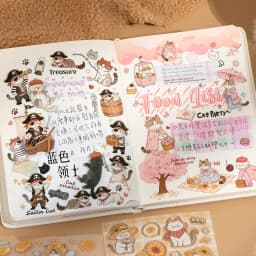 20Pcs Cute Cat Themed Die-Cut Stickers Book for DIY Flash Decorative Scrapbook Phone Case Collage Aesthetic Stationery Material