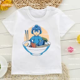New Boys T-Shirt Funny ¡ Mega Man Listo Para Comenzar Cartoon Kids Clothes Summer Kids Clothes T Shirt White Short Sleeve Tops