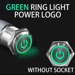 16 19 22mm With Wire Waterproof Metal Push Button Switch LED Ring/Power Light Momentary Latching 5/12/24/220V Silver1NO1NC