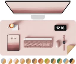 Double-Sided Desk Pad, Leather Desk Mat, Eco Cork Desk Pad Protector,Large Mouse Pad,Waterproof Desk Blotter for Office/Home