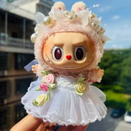 For Labubu Doll Clothing Strap Pants with Mini Headphones and Mini Camera 17cm Clothing Shoes Doll DIY Accessories Training Sit