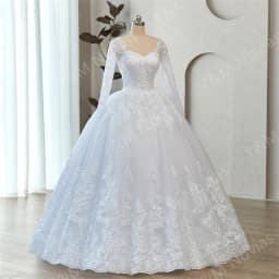 Real Photo 2027 New Bead Crystal White Long Sleeve Lace Bottom Vintage Wedding Dresses For Brides Plus Size Maxi Beautiful Dress