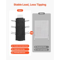 SucceBuy Rotating Pegboard Display Stand 4-Sided Spinning Peg Board Display Rack with 24 Hooks for Retail Store Jewelry Shop