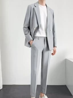 Trendy Korean Style Men Blazer Suit Set Loose Casual Spring Autumn New Cool Stylish Outfit