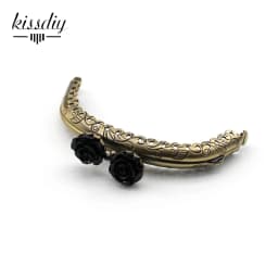 KISSDIY 10pcs 8.5CM Rose Head Pattern Purse Frame Antique Bronze Arc Shape Bag Kiss Clasp Lace Metal DIY Bag Accessories