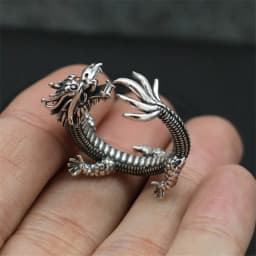 Jisensp Gothic Punk Dragon Ring Men Retro Viking Animal Adjustable Finger Rings for Women Personality Magical Cool Jewelry Gifts