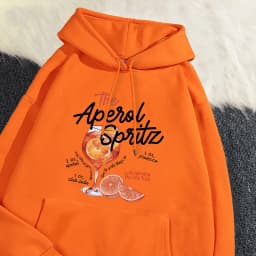 Winter Womans Hoodie The Aperol Spritz Retro Cocktail Printing Sweatshirt Loose Pocket Warm Fleece Pullover Kawaii Sportswear